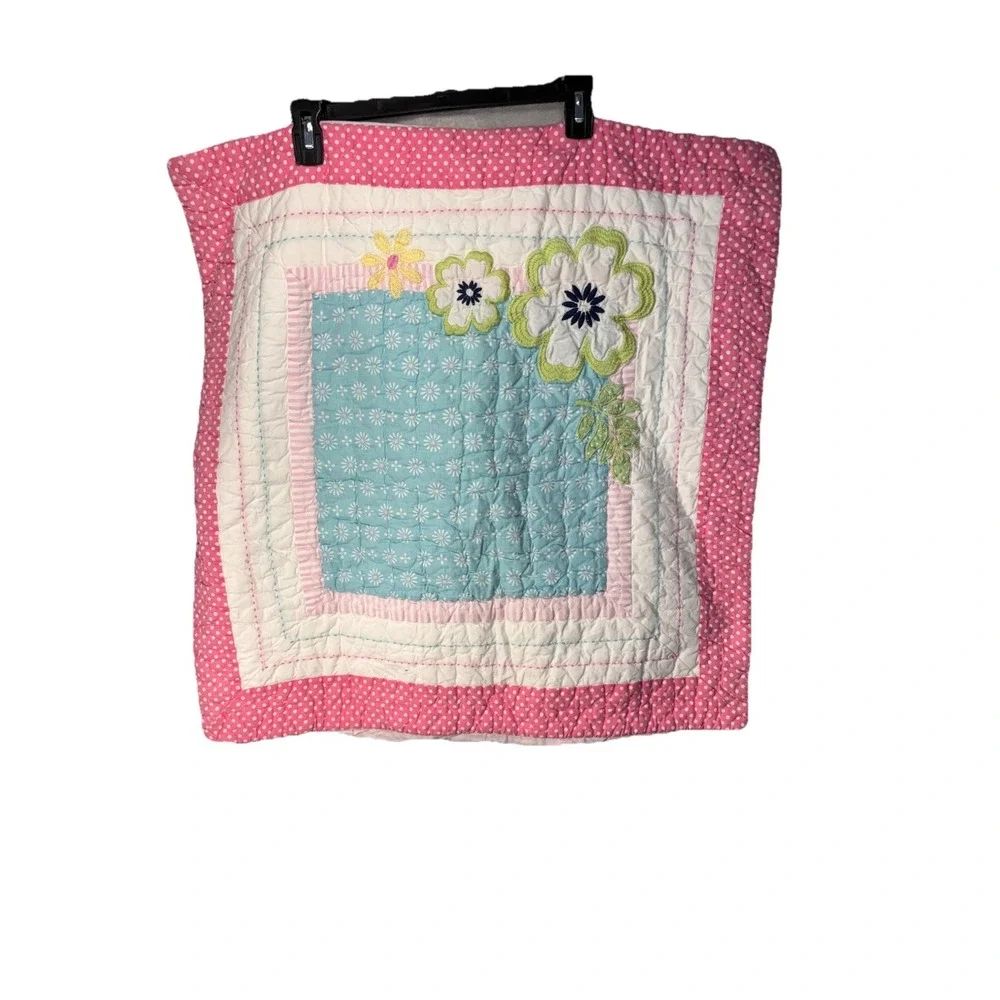 Pottery Barn Kids PBK Quilted Pillow Shams 2 Standard Floral Tie Back